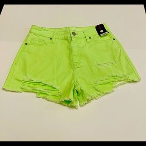 Lime Green Denim Shorts